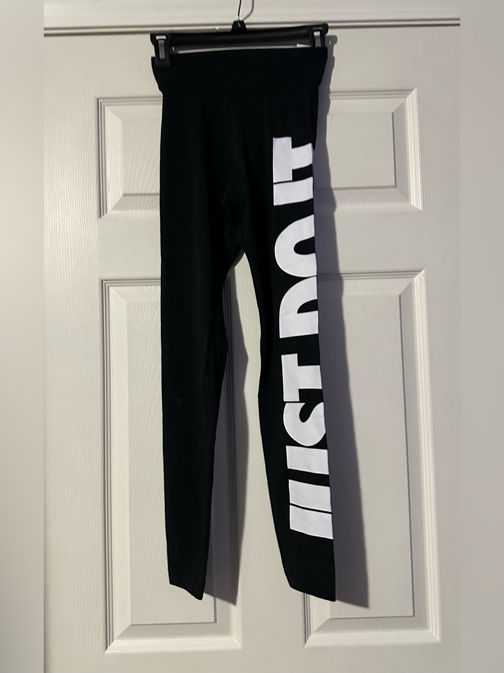 Nike high rise Leggings with White Side Logo. Black in color are a Size XS.